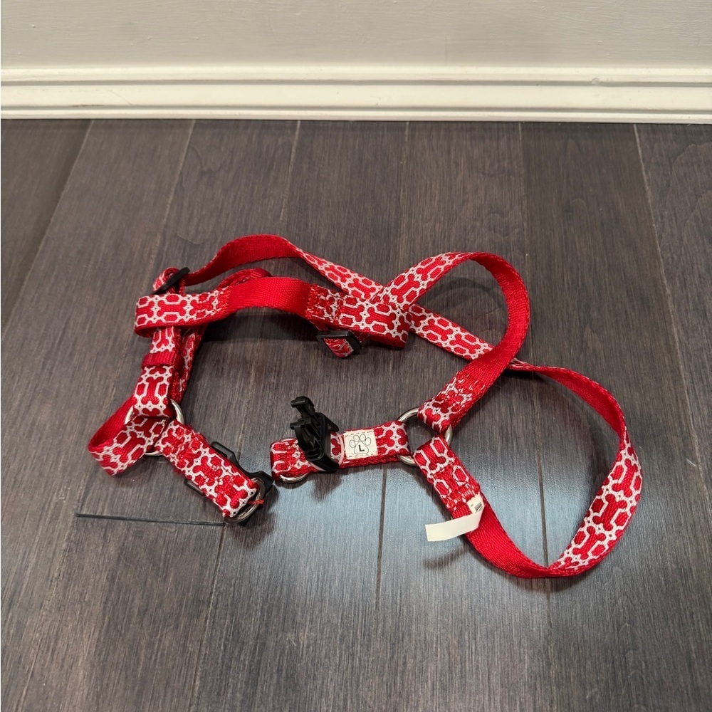 Red & White Pet Dog Large Bone Harness for Walks- Large Dogs - Picture 1 of 3